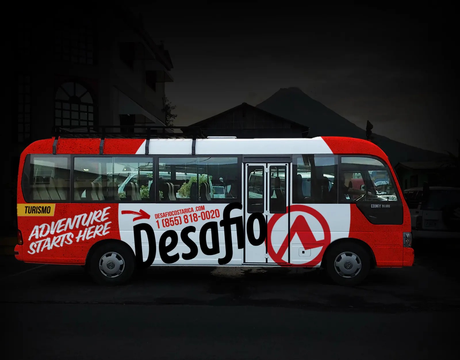 Desafio bus with Adventure Starts Here graphics